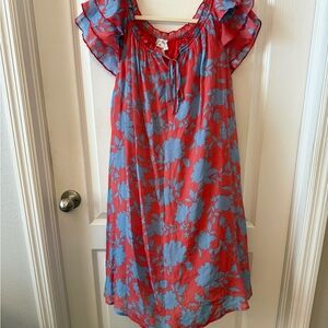 NAIF Red and Blue Floral Blouse